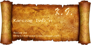 Karczag Iván névjegykártya
